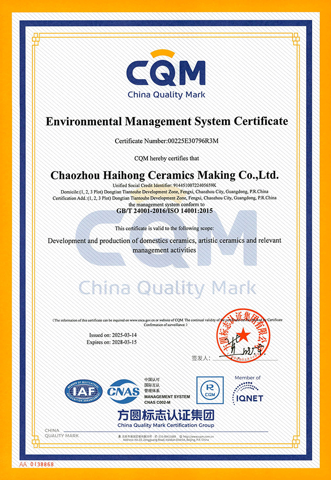 ISO 14001 Environmental Management System Certificate(English)